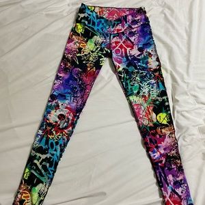 Graffiti painted yoga pants